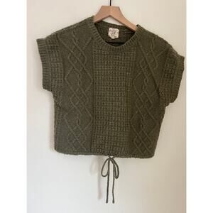 Hippie Rose Knit Cropped Short Sleeve Cinched Sweater